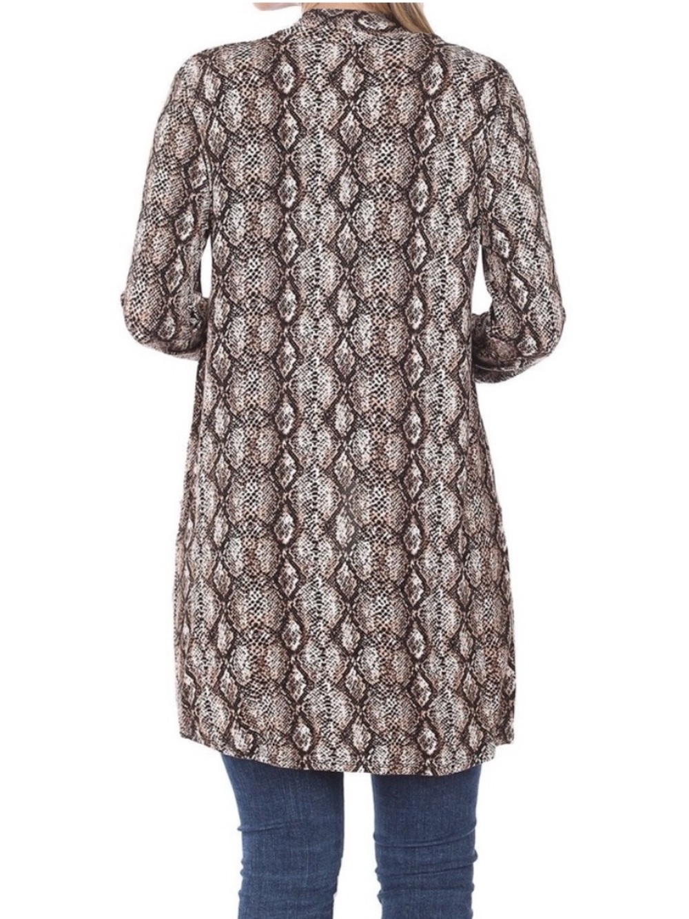 Snakeskin Duster Jersey Knit Cardigan Zenana 1x - Picture 2 of 6